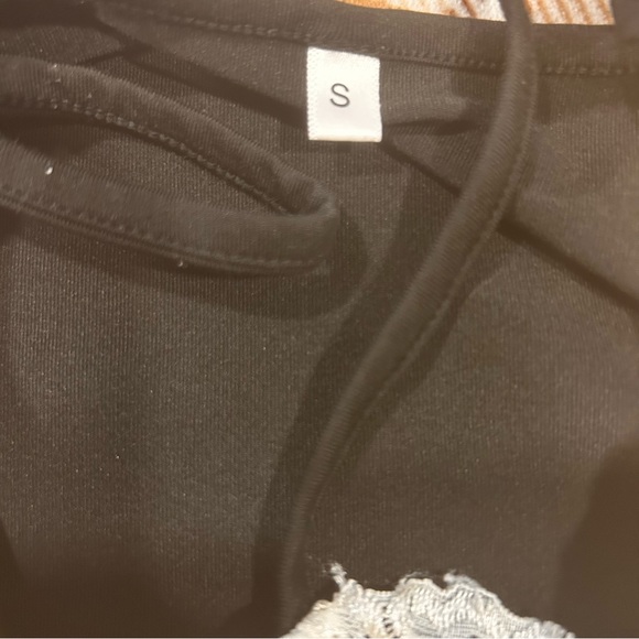 Y2K cami long black w white Lace trim women’s size small gossip girl sexy goth - Picture 8 of 8